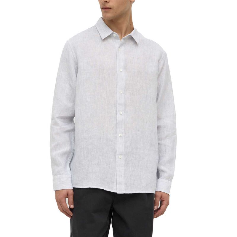 Assembly Label Everyday Mens Linen Long Sleeve Shirt Pool Stripe image number 0